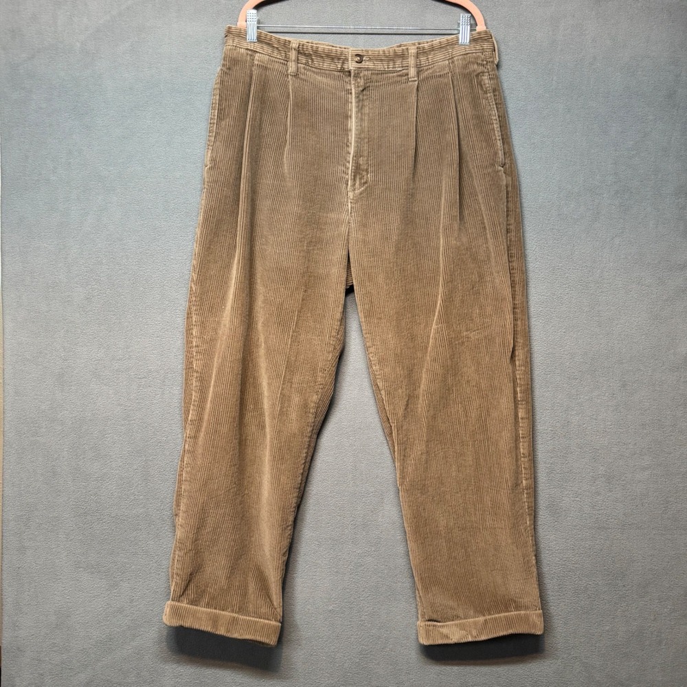 Vtg Club‎ Room Pleated Corduroy Trousers Tan Brown 36x*29 Grandpa Preppy Casual